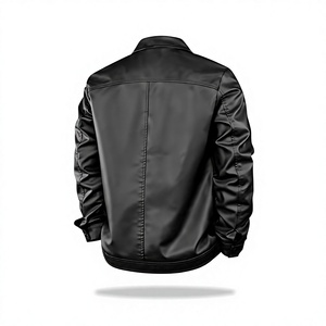 Blouson aviateur unisexe personnalisé en cuir PU noir vintage, col rabattable, style décontracté professionnel, fermeture éclair, imperméable, vente en gros OEM - Product Image 5