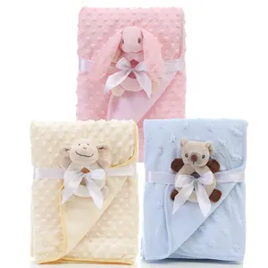 Manta polar suave personalizada para bebé, estera texturizada de lunares e impresa, mantas de doble cara para niñas o niños con regalo de juguete