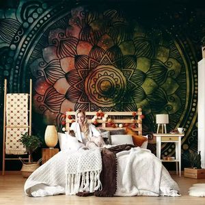 Papier peint <span class=keywords><strong>mural</strong></span> 3D <span class=keywords><strong>Mandala</strong></span> de luxe pour salon, imperméable, sans couture, amovible - Product Image 4
