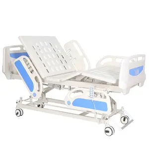 Multi-Function Electric Hospital Bed With Detachable Guard Rails ABS Head Board Metal Material ICU Medical Equipment Supplies