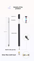 Stylet tactile Wenku 2 en 1 avec pointe en fibre de verre et pointe en disque, capuchon magnétique, stylet universel pour tablette, téléphone, iPad, Android, iOS