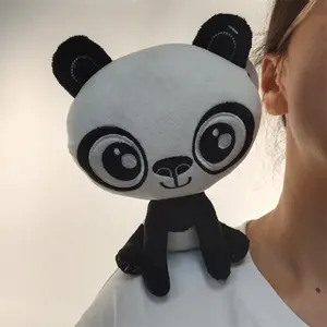 Hete Verkoop Custom Zacht En Schattig Knuffel Dieren Magneet Mini Cartoon Pluche Speelgoed Poppen Panda Voor Kinderen Staan Op Schouder