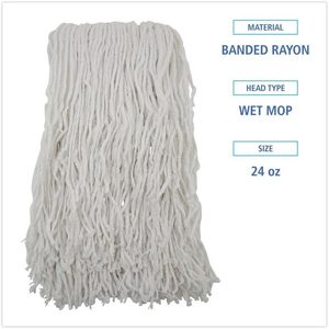 Boardwalk BWKRM03024S White 24 Oz. Rayon Banded Cut-End <b>Mop</b> Heads 12/Carton - Product Image 4