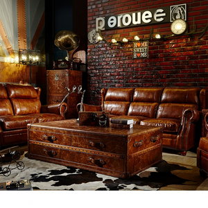 Fatto a mano vintage marrone bellissimo soggiorno di lusso in stile francese divano in pelle 3 posti a sedere alto a <span class=keywords><strong>casa</strong></span> hotel club villa house - Product Image 5