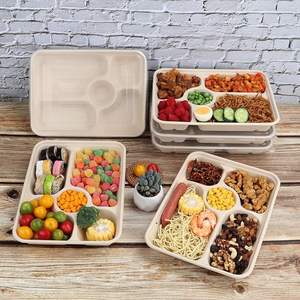 Microwavable usa e getta Eco Friendly stoviglie bagassa polpa 5 vano divisore vassoio cibo per Buffet - Product Image 1