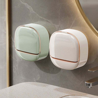 Porte-savon mural moderne et élégant, best-seller, boîte de rangement à savon pliable de luxe avec design de drainage et boucle adhésive