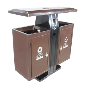 Poubelle de tri extérieure en acier galvanisé à double compartiment avec structure autoportante pour le tri des déchets - Product Image 4