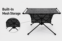 Plateau de table pliable en alliage d'aluminium, table pliante avec panier de rangement en maille, table pliante en alliage d'aluminium, table de camping