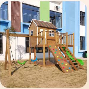 子供子供用屋外遊び場設備庭庭遊び場スウィングセットプレイグラウンドウッドプレイハウス - Product Image 2