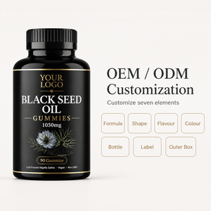 Gommose all'Olio di Semi Neri 1050mg, <span class=keywords><strong>Nigella</strong></span> Sativa Spremuto a Freddo, Vegano, Non-OGM, 90 Pezzi, OEM Private Label - Product Image 2