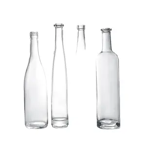 豪华空圆形550毫升酒700毫升伏特加750毫升玻璃酒烈酒饮料瓶与自有品牌