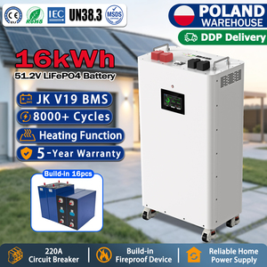 แบตเตอรี่ลิเธียม EU Local Stock Energy Bnak Power Brick 16kWh Lifepo4 48V 51.2V สำหรับโซลาร์เซลล์ JK รุ่น V19 พร้อมระบบ BMS และแผ่นทำความร้อน - Product Image 1