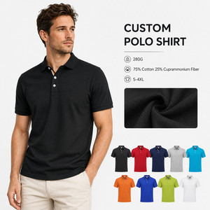 Polo de Piqué Cuprammonium para Hombre con Logotipo Personalizado, 280G, 75% Algodón, Uniforme de Golf Premium de Alta Calidad, Venta al Por Mayor, Tallas S-4XL, Color Ébano - Product Image 1