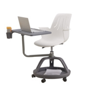 Chaise de formation mobile intégrée moderne avec tablette d'écriture, pour usage scolaire, entièrement en plastique moulé par injection, hauteur réglable, ergonomique
