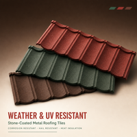 Tuile de Toiture Métallique Enduite de Pierre Moderne Écologique Garantie Qualité, Ignifuge, Imperméable, Durable pour Mur Extérieur et Salle à Manger