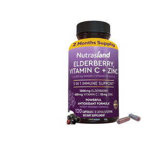 ग्फेंग हॉट सेलिंग एल्डरबेरी विटामिन CD3 जिंक हल्दी 5-इन-एक 60-गिनती हार्ड कैप्सूल 2 प्रतिदिन वयस्कों के लिए - Product Image 1