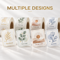 Étiquettes adhésives en papier d'art pour articles de première nécessité en gros, estampage à chaud doré, découpe, finition mate, motif botanique, pour bouteilles et rouleaux