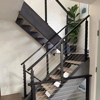 HIMOWAY Balustrade carrée pour balcon, garde-corps en câble d'acier inoxydable, quincaillerie pour escaliers, design de garde-corps de terrasse, main courante extérieure