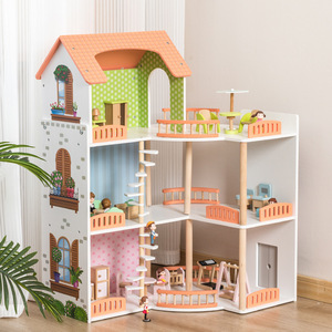 <span class=keywords><strong>Maison</strong></span> de poupée en bois en forme de L - Château de princesse - Villa d'angle pour enfants - Grande <span class=keywords><strong>maison</strong></span> de poupée écologique pour jeu d'imitation - Cadeau - Product Image 1