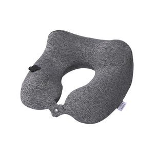 Almohada de Viaje Inflable en Forma de U, 28x24x10cm, Soporte Cervical, Almohada Portátil para Avión, Material de Poliéster, Gris Sólido - Product Image 1