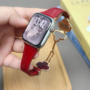 Bracelet en cuir au design créatif pour Apple Watch toutes <span class=keywords><strong>séries</strong></span>, bracelet de remplacement, trèfle à quatre feuilles, décoration magnétique, bracelet de luxe - Product Image 3