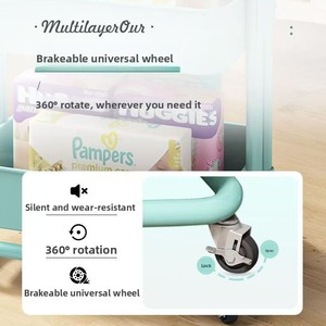 Chariot <span class=keywords><strong>de</strong></span> rangement roulant à 3 niveaux en acier au carbone HL, multifonctionnel, pour cuisine, bureau, maison et salle <span class=keywords><strong>de</strong></span> bain - Product Image 4