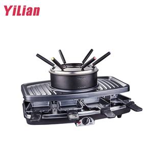Grill <span class=keywords><strong>électrique</strong></span> multi-raclette et <span class=keywords><strong>fondue</strong></span> avec surface antiadhésive en acier inoxydable pour table et fêtes - Product Image 2