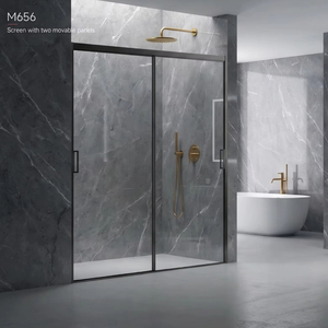 Puerta de Ducha Corredera Individual de Cristal de 6mm con Bisagras, Estilo Hogareño, Kit Completo, Negro, para Baño de Hotel, OEM ODM - Product Image 1