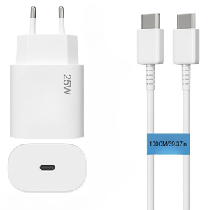 Cargador de Pared USB C de 25 W con Cable Tipo C de 1.5 M, Carga Súper Rápida, Adaptador PPS PD 3.0, <span class=keywords><strong>Enchufe</strong></span> Europeo para Samsung S24 S23 <span class=keywords><strong>iPhone</strong></span> 15 - Product Image 1