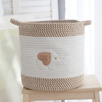 Panier de rangement multifonctionnel tissé en corde de coton durable et écologique de conception moderne d'éléphant pour l'organisation de vêtements à la maison