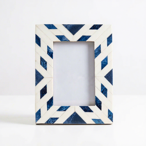 Handmade Eco-Friendly Durable Resin Photo <b>Frame</b> Blue White Geometric Inlay Pattern Vertical Wall <b>Mount</b> <b>Picture</b> <b>Frame</b> - Product Image 2