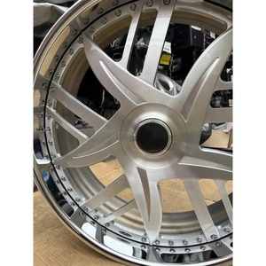 Jantes Concaves Forgées en Alliage Chromé Brossé, <span class=keywords><strong>2</strong></span>/3 Pièces, à <span class=keywords><strong>5</strong></span> Trous, Tailles Assorties 20-26 Pouces, avec Capuchons Flottants, pour Cadillac et Chevy - Product Image 2