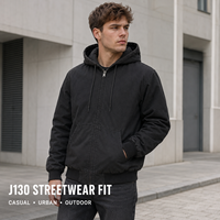 En stock, veste de style Detroit de haute qualité, imperméable, à capuche, unisexe, en coton lourd, vintage américain, 9 couleurs, lavée