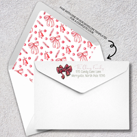 Cartes de vœux de Noël en papier imprimé UV avec motif de cloche rouge en aquarelle, doublure d'enveloppe, motif de brindilles de pin et de baies, 8 tailles A7 A6 A2