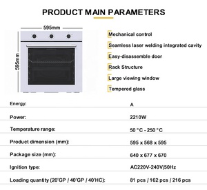 Hot Selling 74L Glass Door Built-in Oven High Quality Appliance for Household Use - Product Image 3