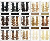 Cheveux noirs mélangés bruns longs ondulés cordon de serrage queue de cheval postiche résistant à la chaleur cheveux synthétiques pince dans les extensions pour les femmes