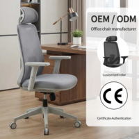 Chaise de bureau moderne en maille avec appui-tête intégré, hauteur réglable, inclinaison, base en acier silencieuse, accoudoirs fixes, confort personnalisable pour
