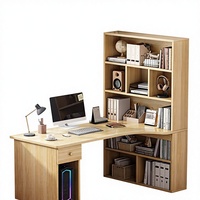 Bureau d'ordinateur réglable avec petite étagère intégrée, bureau d'étude simple pour étudiants à domicile