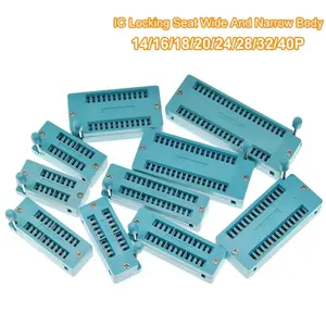 1pcs/lot 14 16 18 20 24 28 32 40 P Pin 2.54 MM Green DIP Universal ZIF IC Socket Test Solder Type IC lock seat zif socket