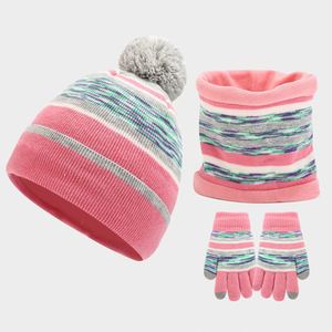 Europe America Hot Selling Kids 3 Set Gloves Collar Beanie Cap Children Winter Warm <b>Hat</b> - Product Image 3