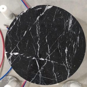 Tabouret de luxe en pierre de marbre noir naturel Table basse ronde au design moderne pour le salon, l'hôtel ou la maison - Product Image 3