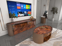 Ensemble de table basse en bois massif et marbre, style moderne, décoration de la maison