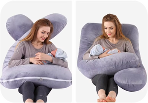 Almohada de Embarazo en Forma de U, Rellena de Poliéster, con Funda Exterior de Algodón Lavable, para Terapia de Masajes, 200 Hilos, Personalizable OEM - Product Image 4