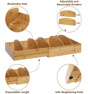 Bamboo Food Container Lid Organizer, Expandable Lid Organizer Rack - Product Image 2