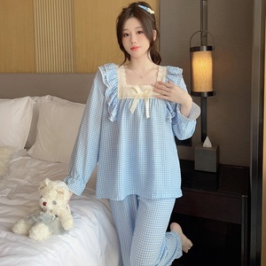 Burst bong bóng nữ cộng với kích thước đồ Ngủ Ngọt Ngào <span class=keywords><strong>Net</strong></span> Đỏ nhà ăn mặc với ren đàn hồi eo đóng cửa Mùa xuân mùa thu mùa đông bộ sưu tập - Product Image 6