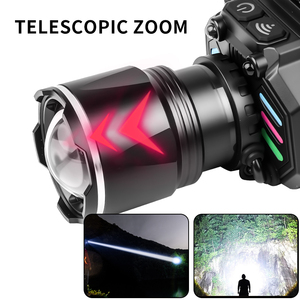 Linterna Frontal <span class=keywords><strong>LED</strong></span> Telescópica para Exteriores con Zoom, Luz Fuerte con Sensor de Inducción y Linterna de Largo Alcance, Impermeable, Recargable por USB - Product Image 5