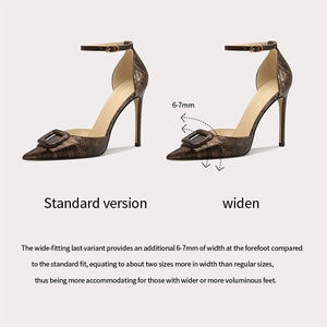 Elegantes Sandalias de Tacón de Aguja con Diseño de Serpiente Marrón, Tira Única, Hebilla Cuadrada y Punta Puntiaguda, Tallas Grandes - Product Image 5