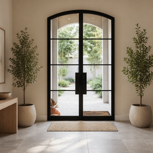Modèles les plus populaires de portes françaises en acier et fer à double vitrage pour entrée résidentielle et accès au balcon - Product Image 1
