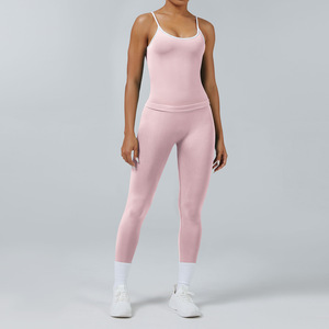 Kadın Yüksek Bel Nefes Alabilen Hafif Hızlı Kuruyan Spor Sütyeni Takımı Antrenman Taytı Dikişsiz Spor Salonu Yoga Renk Bloklu Spor Giyim 2 Parça - Product Image 4
