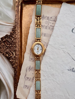 Nouvelle Montre à Quartz pour Femme Plaqué Or Vintage 2026 avec Cadran Incrusté de Jade, Esthétique Orientale, Expédition Directe Usine